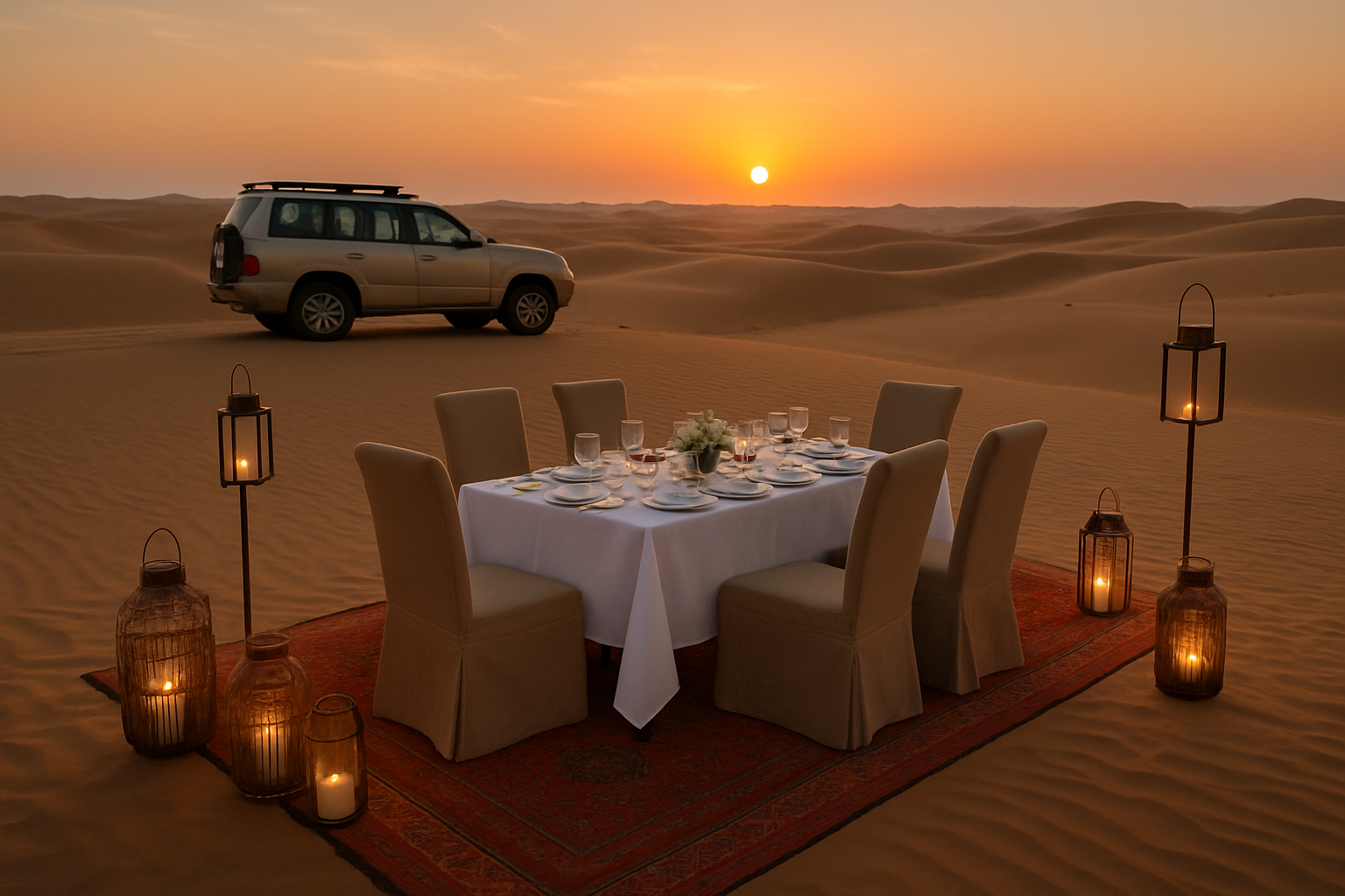 Exclusive desert safari with gourmet dining setup